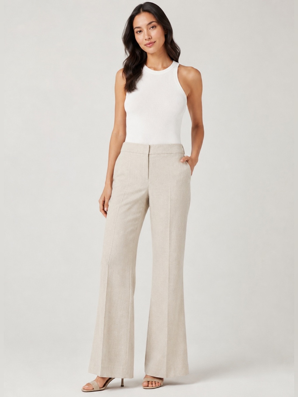 The Limited Size 4 The Drew Cream Herringbone Dress Pants